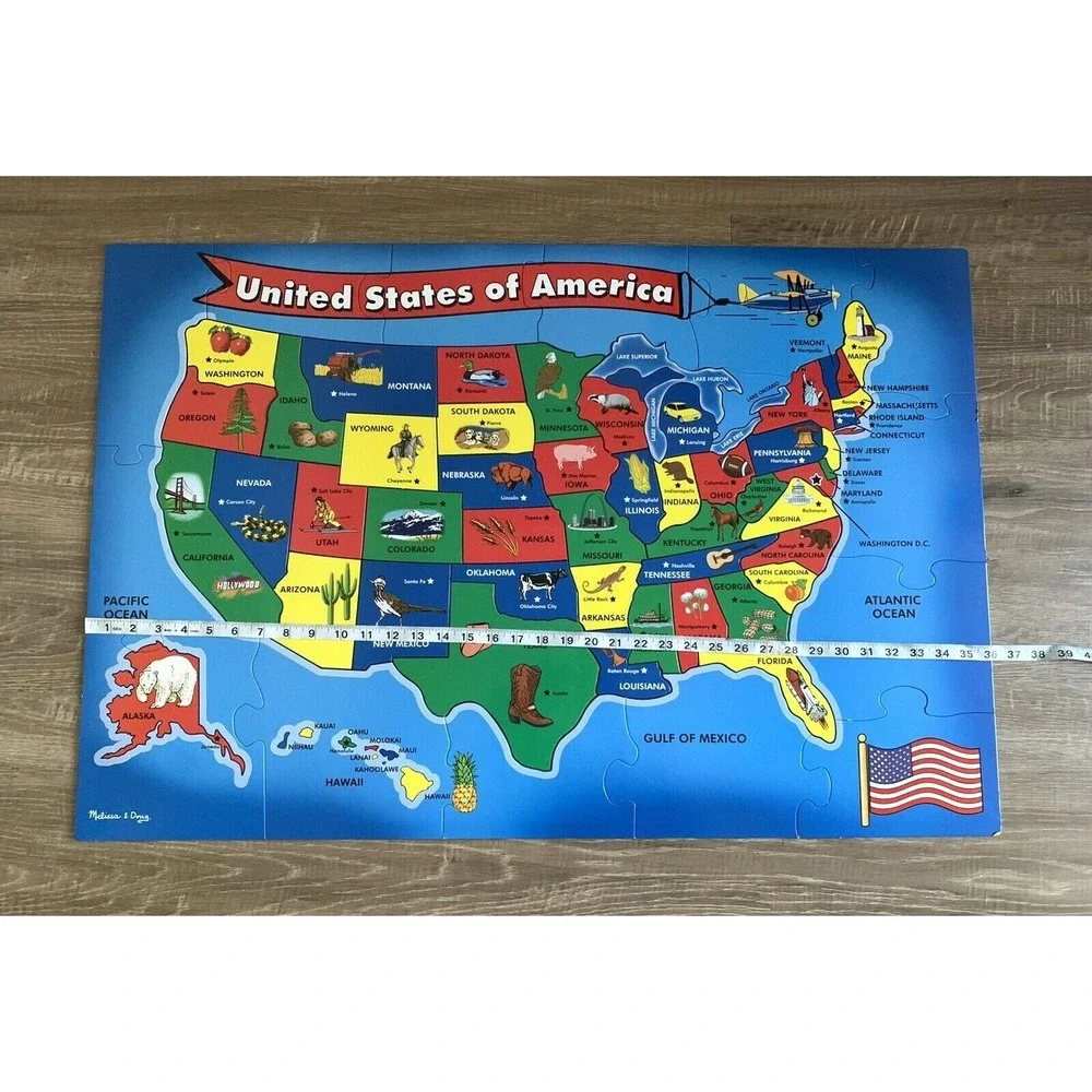 Melissa & Doug USA Map 51 Piece Floor Puzzle Geography 3ft x 2ft NEW
